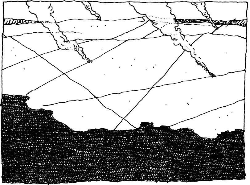 Linien der Container ziehen übers Land, teilen es ein.